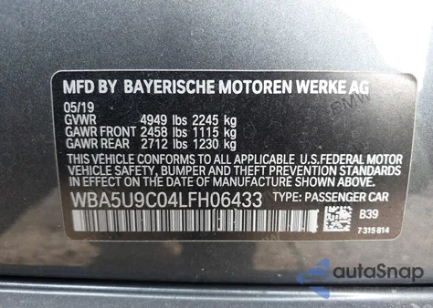 2020 BMW 3 Series M340I xDrive z USA, uszkodzony, nr VIN WBA5U9C04LFH06433